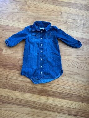 Old Navy Girls Dark Blue Denim Shirt Dress